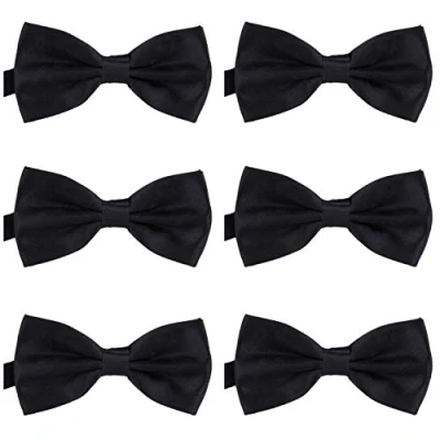 Imagen de DonDon Set de 6 Pajarita para hombre 12 x cm ajustable y lista usar Negro