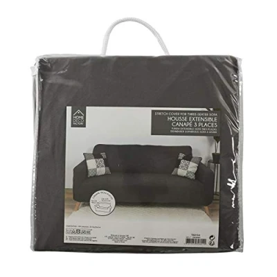Imagen de HOME DECO FACTORY Funda Extensible para sofá de Tres plazas, Color Gris