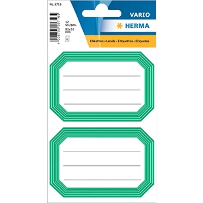 Imagen de HERMA 5716 Etiquetas para etiquetar Libros Neutras con margen (82 x 55 mm, 12 Nombre, Papel, Mate), Autoadhesivas, Escolares permanentes Libros, Cuadernos, Cajas, hogar,