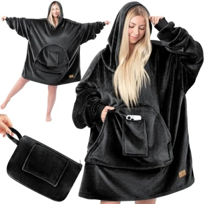 Imagen de KESSER® Manta con Capucha, acogedora Mangas, suéter Capucha versátil para Llevar Mujeres y Hombres, Sudadera cálida Adultos, Suave Mangas de Gran tamaño