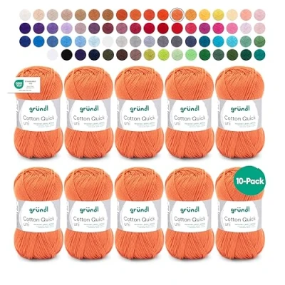 Imagen de Gründl Cotton Quick Uni, 10 ovillos de 50 g (Hilo Colores 100% algodón, Certificado Oeko Tex, / 125 m, tamaño Aguja: 3 4, x g)