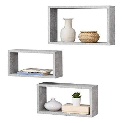 Imagen de Juego de Estanterías para Pared Mandal Set 3 Unidades en Diferentes Medidas Estantes Flotantes Decoración Salón o Dormitorio Efecto hormigón