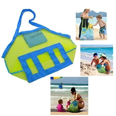 Imagen de Cisixin Gran Bolsa de Playa Malla, Plegable Malla para Niños, Juguete Arena, Juguetes Almacenamiento al Aire Libre Natación Piscina Viajes Toallas
