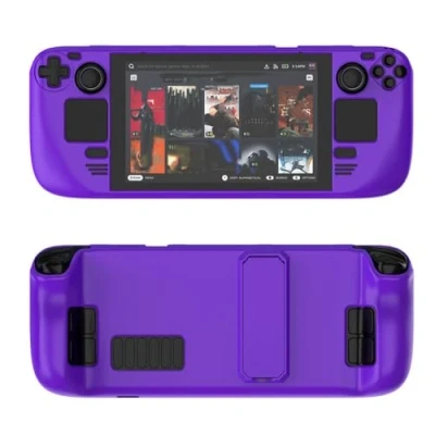 Imagen de Funda Protectora de Colores Apto para Steam Deck Material PC Cubierta Completa con Soporte Sensación Agradable a la Piel Accesorios Consola Juegos (Dark Purple)
