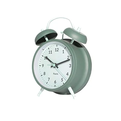 Imagen de Fisura Reloj Despertador analógico Verde y Menta sin Tic TAC. con luz de Led Nocturna. Esfera 9 centímetros.11,7x5,5x16. Metal.