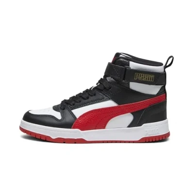 Imagen de Puma GAME JR Unisex Zapatillas altas para niños, Talla: 38.5, White/for all time red/black/gold Zapatos