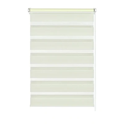 Imagen de GARDINIA estor doble para sujetar o pegar, enrollable dúo / lateral, Tiras transparentes y opacas, Todas las piezas de montaje incluidas, Crema, 75x 150 cm (An x Al)