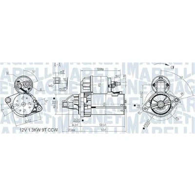 Imagen de MAGNETI MARELLI 063721346010 Motor de arranque 12 1,1 9 OPEL: Astra H Hatchback, Corsa C GTC, FIAT: Grande Punto Hatchback