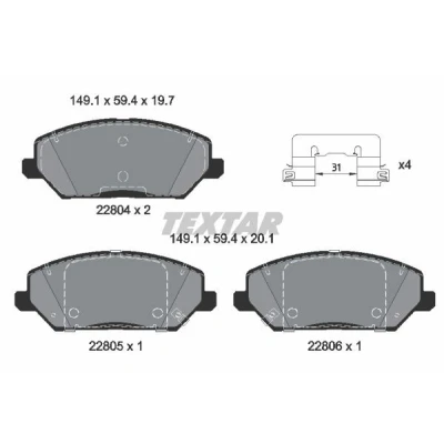 Imagen de TEXTAR 2280401 Juego de pastillas freno con avisador acústico desgaste accesorios KIA: Ceed III Hatchback, Proceed, XCeed