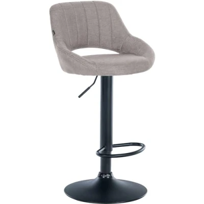 Imagen de CLP Taburete De Bar Milet Ajustable En Altura &amp; Giratorio I Silla Alta Cocina Moderna Tela con Base Metálica, Color:Gris, Color del Marco:Negro