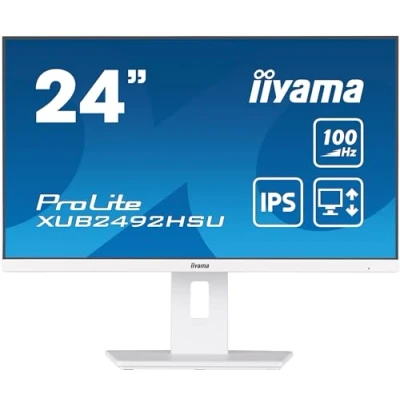 Imagen de iiyama XUB2492HSU W6 24&quot; Blanco Panel IPS, 1920x1080100Hz, 15cm Regulable en Altura, Pivotante, Pivot, 250cd/m², Altavoces, HDMI, DisplayPort, 0,4ms MPRT, FreeSync, USB 4X 3.2 (23,8&quot; Vis)