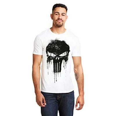 Imagen de Marvel Avengers Punisher Skull Camiseta, Blanco (White White), Medium (Talla del Fabricante: Medium) para Hombre