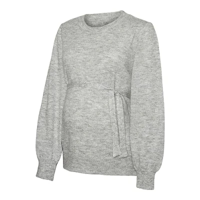 Imagen de MAMALICIOUS Mlnewanne L/S Knit Top A. Noos Suéter pulóver, Gris Claro, M para Mujer
