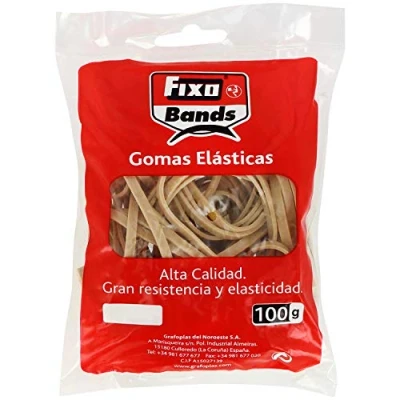 Imagen de FIXO 56240 Bolsa de Gomas Elásticas, 100 g, 4 mm x 8 cm