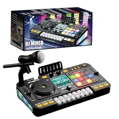 Imagen de Mesa De Mezclas Dj,Mesa Dj Niños,Mesa Para Principiante,Mesa Niño,Estación Portátil,Bluetooth Con Micrófono Ajustable,Para Niños y Principiantes 6 12 Años