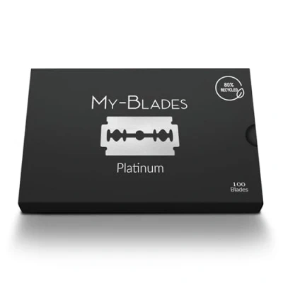 Imagen de My Blades® Platinum 100 hojas de afeitar sostenibles acero inoxidable templado con hielo. Desarrolladas por profesionales. Aptas para pieles sensibles