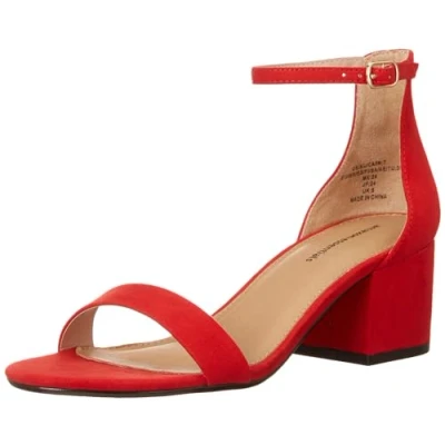 Imagen de Amazon Essentials Sandalia de Tacón Dos Tiras Mujer, Rojo Amapola Brillante, 39 EU Ancho