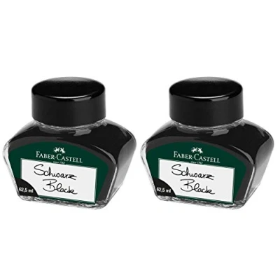Imagen de Faber Castell Vaso de tinta para bolígrafo con convertidor (2 cartuchos negros, 62,5 ml)