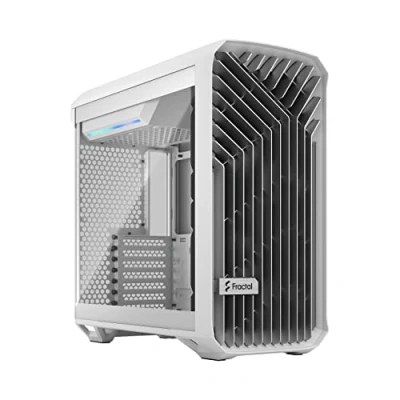 Imagen de Fractal Design Torrent Compact White Clear Tint Tempered Glass Side Panel Open Grille for Maximum Air Intake Two 180mm PWM Fans Included Type C ATX Airflow Mid Tower PC Gaming Case