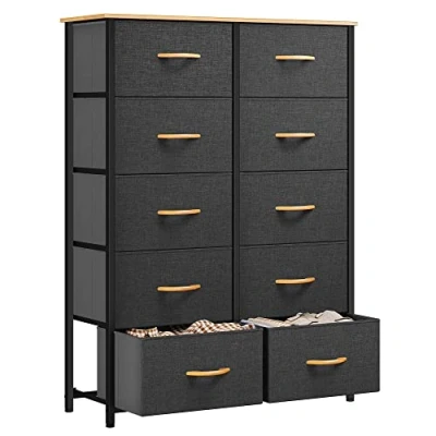 Imagen de YITAHOME Cajonera de Tela, Cómoda Unidad Almacenamiento con 10 cajones Extraíbles, para Sala Estar, Dormitorio, habitación Infantil, Gris Oscuro