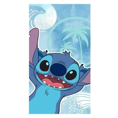Imagen de Theonoi toalla de baño infantil, playa, ducha para niñas y niños, 100% algodón, 70 x 140 cm (Stitch Wave)