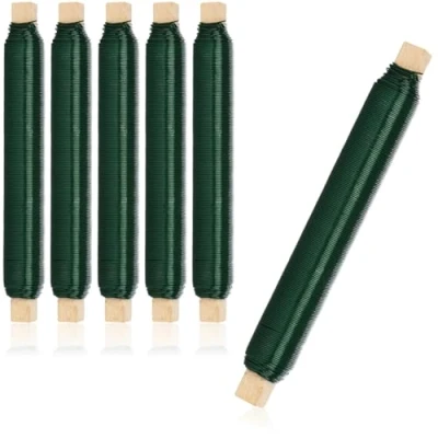 Imagen de com four® 6X Juego de Alambre para Envolver Flores Verde Atar Enrollado Grosor 0,65 mm, 600 g (Verde 06 Piezas)