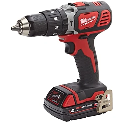 Imagen de Milwaukee 4933443515 M 18 bpd 202c taladro percutor 18v 2,0 ah litio 2 vel. 50 nm, Rojo y Negro