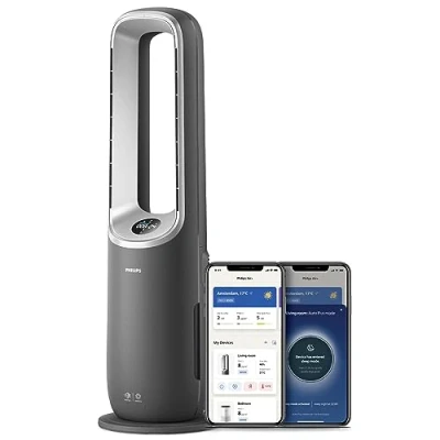 Imagen de Philips Air Performer 3en1: Purificador, calefactor y ventilador 70 m², elimina el 99,97% de los alérgenos. Filtro HEPA, Sensores inteligentes, Alexa, App. Silencioso bajo consumo (AMF870/15)