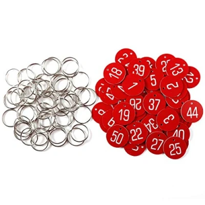 Imagen de Sourcemall Etiquetas de plástico numeradas, para identificación, con anillas, rojo