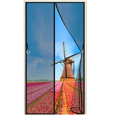 Imagen de Mosquitera Puerta Magnetica, 140x190cm Cortina Exterior para Puertas de Salón Balcón Corredor Fácil Instalación Sin Taladrar, Antracita, 663 Tamaños