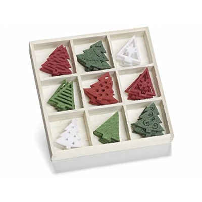 Imagen de Knorr Prandell 22 mm árboles de Navidad Caja Madera con Adornos Fieltro, Multi Color
