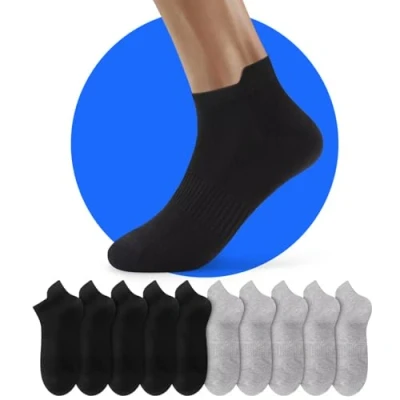 Imagen de NUOZA Calcetines Deporte Mujer Hombre Verano Running Algodon Cortos Trekking Ciclismo Tobilleros Invisibles Negro Finos Calcetín 35 38 10 Pares Gris Calcetine