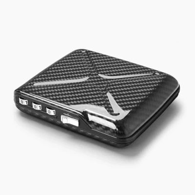 Imagen de ÖGON Smart Wallets Code Wallet Cartera deFibra de Carbono con Cierre a codigo Tarjetero RFID antirrobo Capacidad 10 Tarjetas y Billetes Fibra verdadera