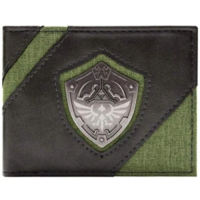 Imagen de Link&#039;s Awakening Zelda Metallic Hyrule Shield Billetera/Cartera Bi Fold Tarjetero ID &amp; Tarjetero, Verde