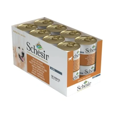 Imagen de Schesir, Comida húmeda para Perros Adultos, Sabor Pollo con Patatas, filetes en gelatina Blanda Total 4,56 kg (16 latas x 285 gr)