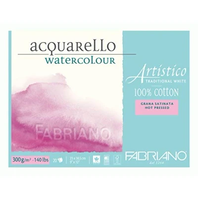 Imagen de Fabriano Artistico Acqarello Papel para acuarela prensado en caliente, 20 hojas