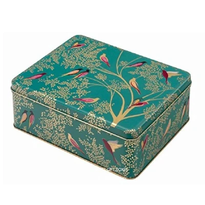 Imagen de Sara Miller Lata rectangular con diseño de pájaros verdes