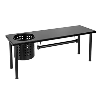 Imagen de WENKO Estante universal con portarrollos Blanco, estantería de cocina para almacenamiento adicional en la encimera, guardar utensilios, acero inoxidable/fibra densidad media, 55 x 21 18 cm