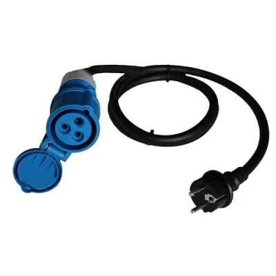 Imagen de as Schwabe Cable adaptador CEE para caravanas, 1,5m H07RN F 3G2,5 con acoplamiento y enchufe contacto de puesta a tierra tapa protección, 230V, 16A, negro, IP44