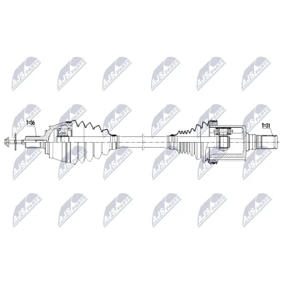 Imagen de NTY NPW VV 166 Árbol de Transmisión Eje delantero, izquierda 561mm automática