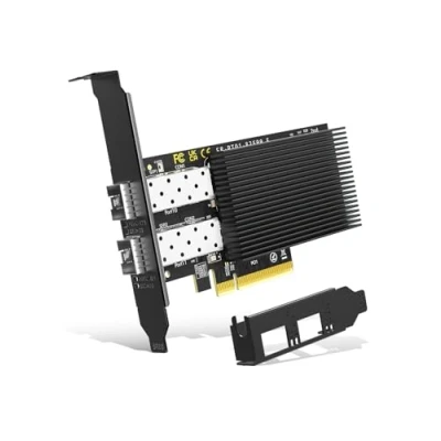 Imagen de tarjeta de red 10Gb Dual LAN SFP+ PCI e, controlador Intel 82599 (X520), adaptador Ethernet NICGIGA 10 Gbps, 2 puertos SFP Gbe, NIC G, compatible con Windows/Windows