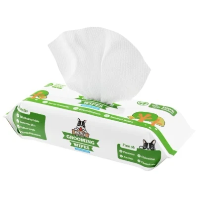 Imagen de Pogi&#039;s Grooming Wipes toallitas húmedas 100 desodorantes para Perros No perfumadas, Naturales, Extra Grandes, biodegradables