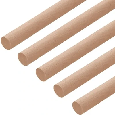 Imagen de GEDOTEC Varilla redonda bastones BEECH hechos a mano Longitud de barras redondas 2000 mm palos madera estables Troncos manualidades y jardín 5 piezas