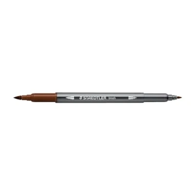 Imagen de Staedtler 3001 Fieltro para colorear acuarellable doble punta pincel 1 6 mm y fino 0,5 0,8 mm, color marrón 76