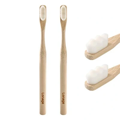 Imagen de Lonage cepillo de dientes extrasuave, bambú para encías sensibles, manual Micro Nano con 20.000 cerdas mujeres embarazadas, ancianos, 2