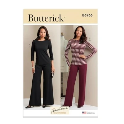 Imagen de Butterick Kit de patrones costura para camisetas y pantalones punto mujer, código diseño B6966, tallas 14 16 18 20 22