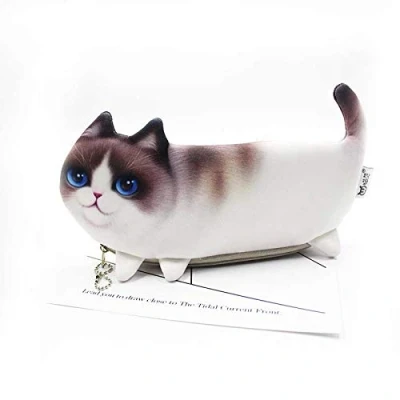 Imagen de Estuche para lápices 3D con diseño de gato, bolsa cosméticos maquillaje, mano llaves, monedero portátil
