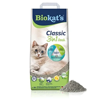 Imagen de Biokat&#039;s Classic fresh 3in1 con fragancia Arena aglomerante para gatos 3 tamaños diferentes de grano 1 saco (1 x 10 l)