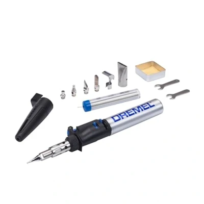 Imagen de Soldador sin cables Dremel Versatip 2000 Kit de soldadura gas butano con 7 puntas intercambiables para soldadura, quemado madera, pirograbado, fabricación joyas, artes y manualidades