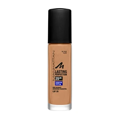 Imagen de Manhattan Lasting Perfection True Nude 66 Maquillaje de 25 horas, base hidratante larga duración, alta opacidad, para una tez impecable, 30 ml